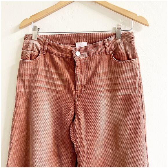 So Me Boutique Mallory Wide Leg Corduroy Pants In Rust Size Large Boho NWT - Picture 7 of 10